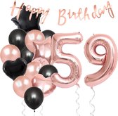 Snoes Ballonnen 59 Jaar Feestpakket – Versiering – Verjaardag Set Liva Rose Cijferballon 59 Jaar - Heliumballon
