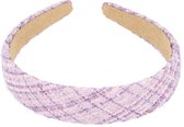 Haarband Diadeem Geweven Ruit Print Stof Glitter Lila Paars Hoofdband Patroon Purple