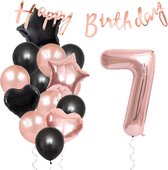 Snoes Ballonnen 7 Jaar Feestpakket – Versiering – Verjaardag Set Liva Rose Cijferballon 7 Jaar -Heliumballon