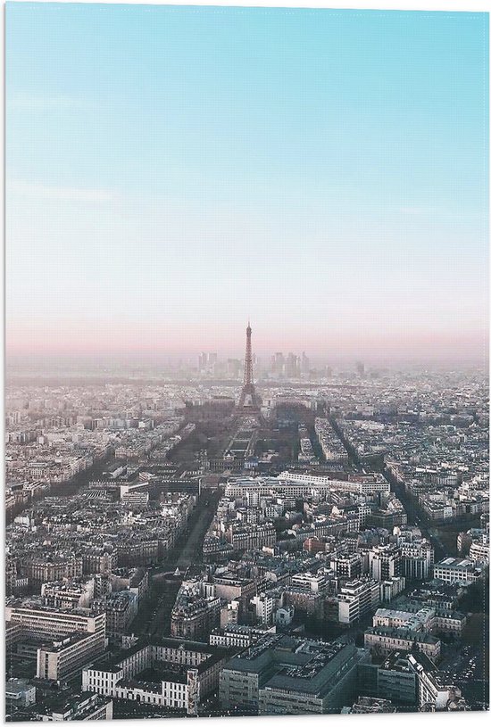 Vlag - Parijs - Eiffeltoren - Stad - Gebouwen - Kleuren - 40x60 cm Foto op Polyester Vlag
