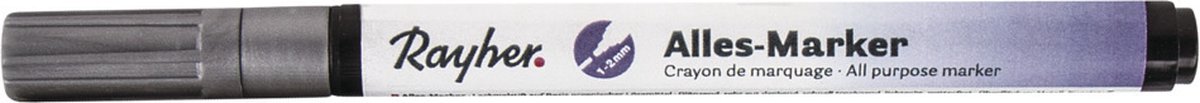 Rayher Hobby Marker stift met een fijne punt - zilver - Stiften om mee te schrijven/tekenen/knutselen