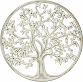 Wanddecoratie Tree of Life/Levensboom ornament - Mdf hout - Dia 30 cm - wit