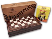 Yenigün Tavla - 3 in 1 spellendoos reiseditie + Schaken - backgammon - checkers - Maat S 25cm - kleur ebbenhout