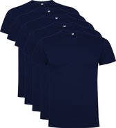 5 Pack Roly Dogo Premium Heren T-Shirt 100% katoen Ronde hals, Donker Blauw Maat M