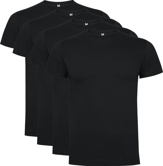 4 Pack Dogo Premium Unisex T-Shirt merk Roly 100% katoen Ronde hals Donker Grijs Maat S