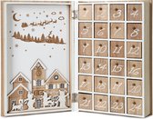 BRUBAKER Herbruikbare Houten Adventskalender Zelf te vullen - Vrolijk kerstboek - Doe het zelf Kerstkalender _ 19,6 x 7,5 x 30 cm