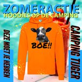 Hoodie camping - Grappige Hoodie Koe Boe - Hoodie Oranje - Maat Xxl