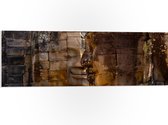 PVC Schuimplaat - Contouren van Gezichten in Stenen Muur - 90x30 cm Foto op PVC Schuimplaat (Met Ophangsysteem)