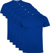 6 Pack Roly Dogo Premium Heren T-Shirt 100% katoen Ronde hals Konings Blauw, Maat 3XL