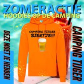 Hoodie camping - Grappige Hoodie Camping tijger biertje - Hoodie Oranje - Maat M