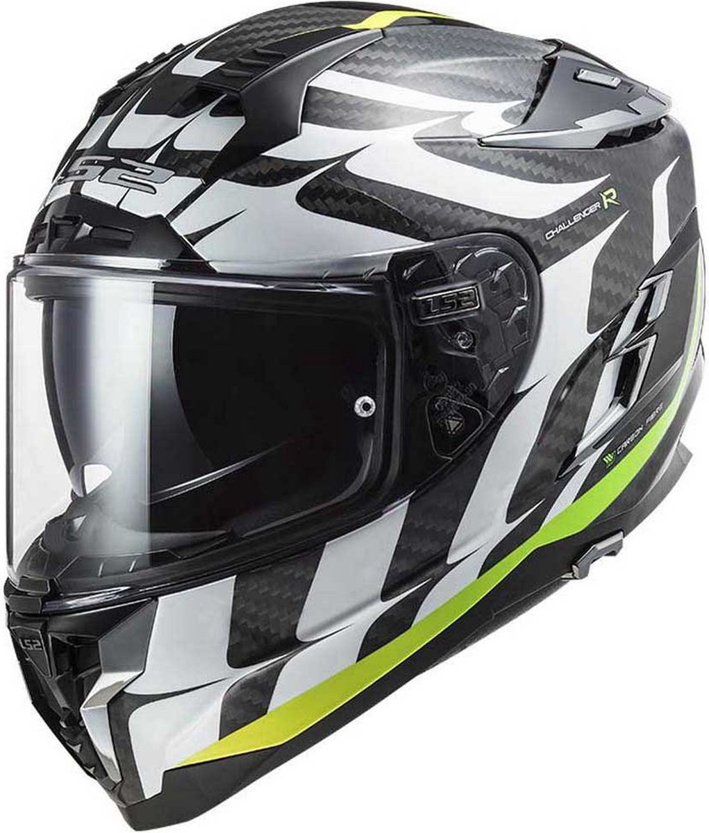 LS2 Helm Challenger CT2 Flames FF327 wit / geel maat XL