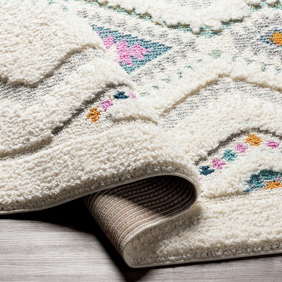 Tapis À Poils Longs Shaggy Gris - Crème Super Doux Style Ethnique Salon