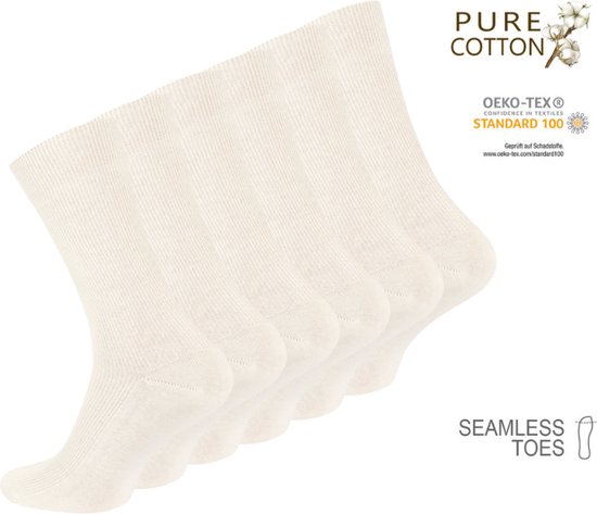 Premium 100% katoenen sokken - Rib - Naadloos - 6 Pack