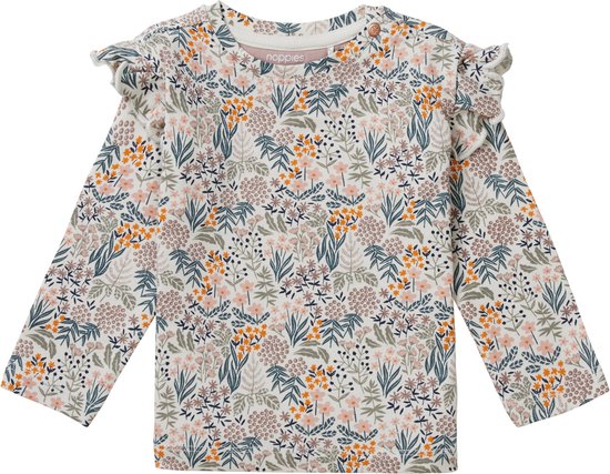 Noppies Girls tee Virginia long sleeve allover print Meisjes T-shirt - Fawn - Maat 86