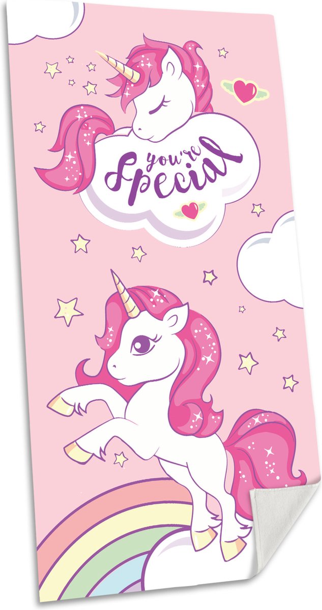 Eenhoorn/Unicorn strand/badlaken - 70 x 140 cm - katoen - voor kinderen