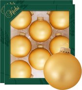 Krebs kerstballen - 16x stuks - honing goud - glas - 7 cm - mat