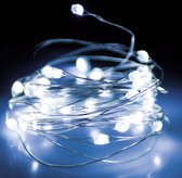 Fil lumineux de décoration de Noël argenté - 2x pcs - 132 LED blanches - batterie - 2m