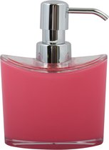 MSV Distributeur/Distributeur de savon Aveiro - Plastique PS - rose fuchsia/argent - 11 x 14 cm - 260 ml
