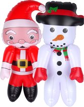 Decoratie figuren opblaasbaar -2x st -kerstman en sneeuwpop-65 cm - opblaas figuur