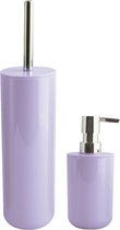 MSV Toiletborstel in houder 38 cm/zeeppompje 260 ml set Moods - kunststof - lila paars