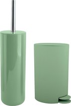 MSV Toiletborstel in houder/pedaalemmer set Moods - kunststof - groen