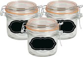 Pot/pot de conservation Weck - 6x - 200 ml - verre - avec couvercle pivotant - étiquettes incluses