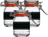 Pot/pot de conserve Weck - 4x - 70 ml - verre - avec fermeture à clip - avec étiquettes