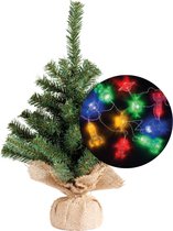 Mini kerstboompje - 35 cm - incl. ruimte thema lichtsnoer 165 cm - kunststof