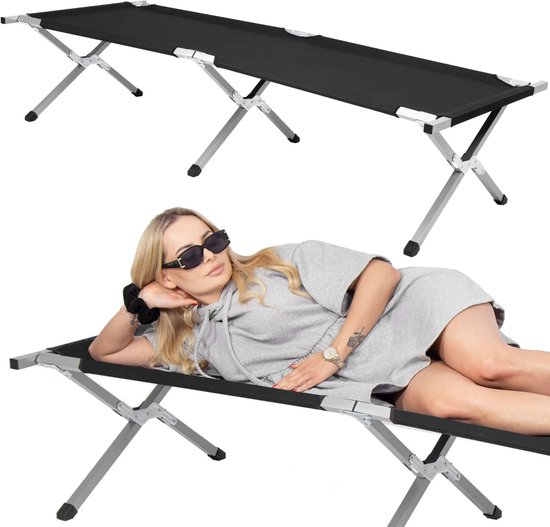Springos Kampeerbed - Stretcher - Zwart - Tot 150 KG - 190,5 CM van Springos — afbeelding 4