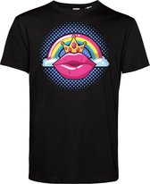 T-shirt Female PopArt Lips | Gay pride shirt kleding | Regenboog kleuren | LGBTQ | Zwart | maat L