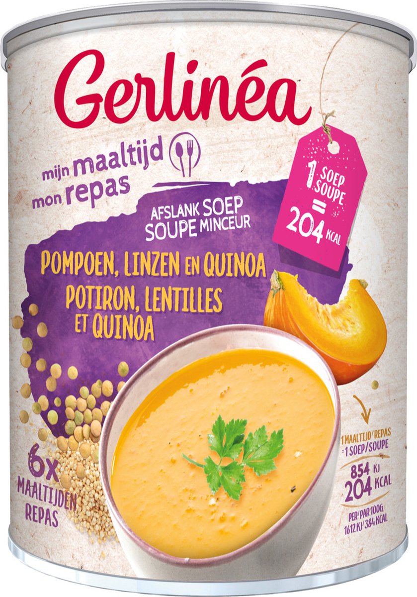 Gerlinea Soupe Repas Potiron - Lentilles - Quinoa 318 gr | bol
