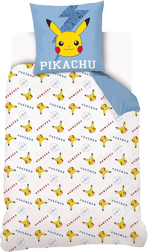 Housse de couette Pokémon Pikachu 140 x 200 cm Grande Kussensloop d'oreiller  70x90 cm