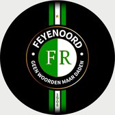 Feyenoord Schilderij - Geen Woorden Maar Daden 2 - Voetbal - Muurcirkel - Poster - Wanddecoratie op Aluminium (Dibond) - 40x40cm - Inclusief Gratis Ophangsysteem