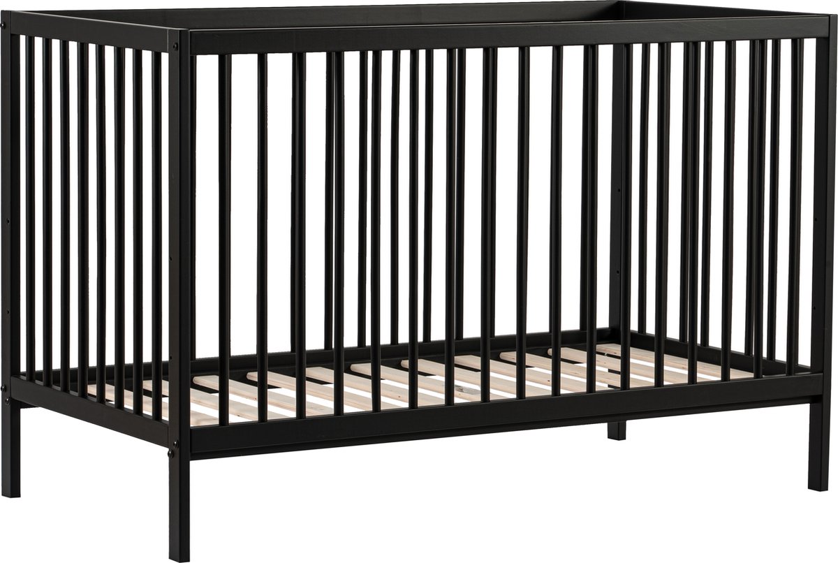 Born Lucky ® Baby Bed / Ledikant Mees 60x120 cm Met Verstelbare Bodem & Massief Hout - Zwart – foto 4