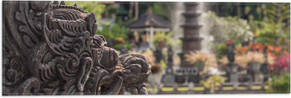 Vlag - Beelden en Fonteinen in Bali - 60x20 cm Foto op Polyester Vlag