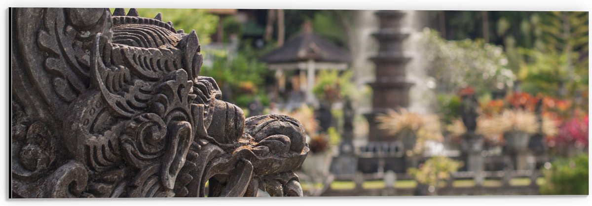 Dibond - Beelden en Fonteinen in Bali - 60x20 cm Foto op Aluminium (Wanddecoratie van meta