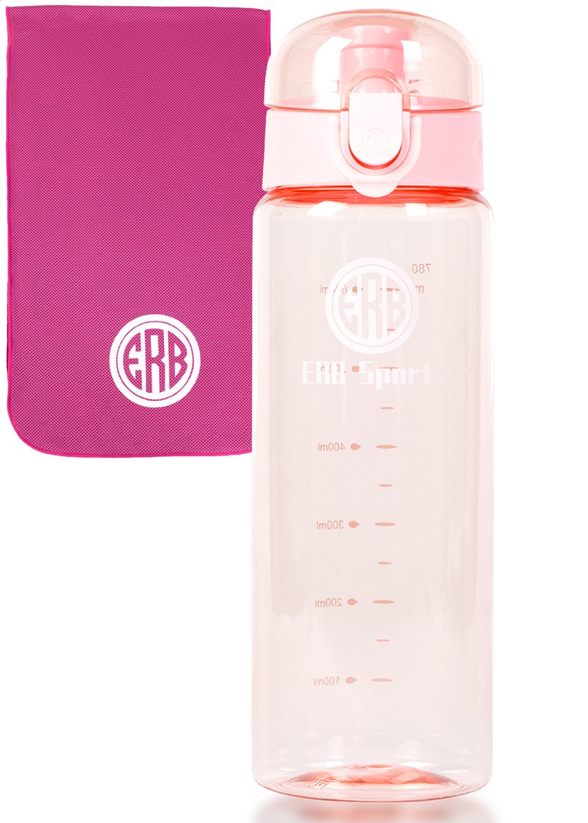 ERB® Drinkfles Kinderen & Volwassenen - Sportfles Fitness - Transparant roze