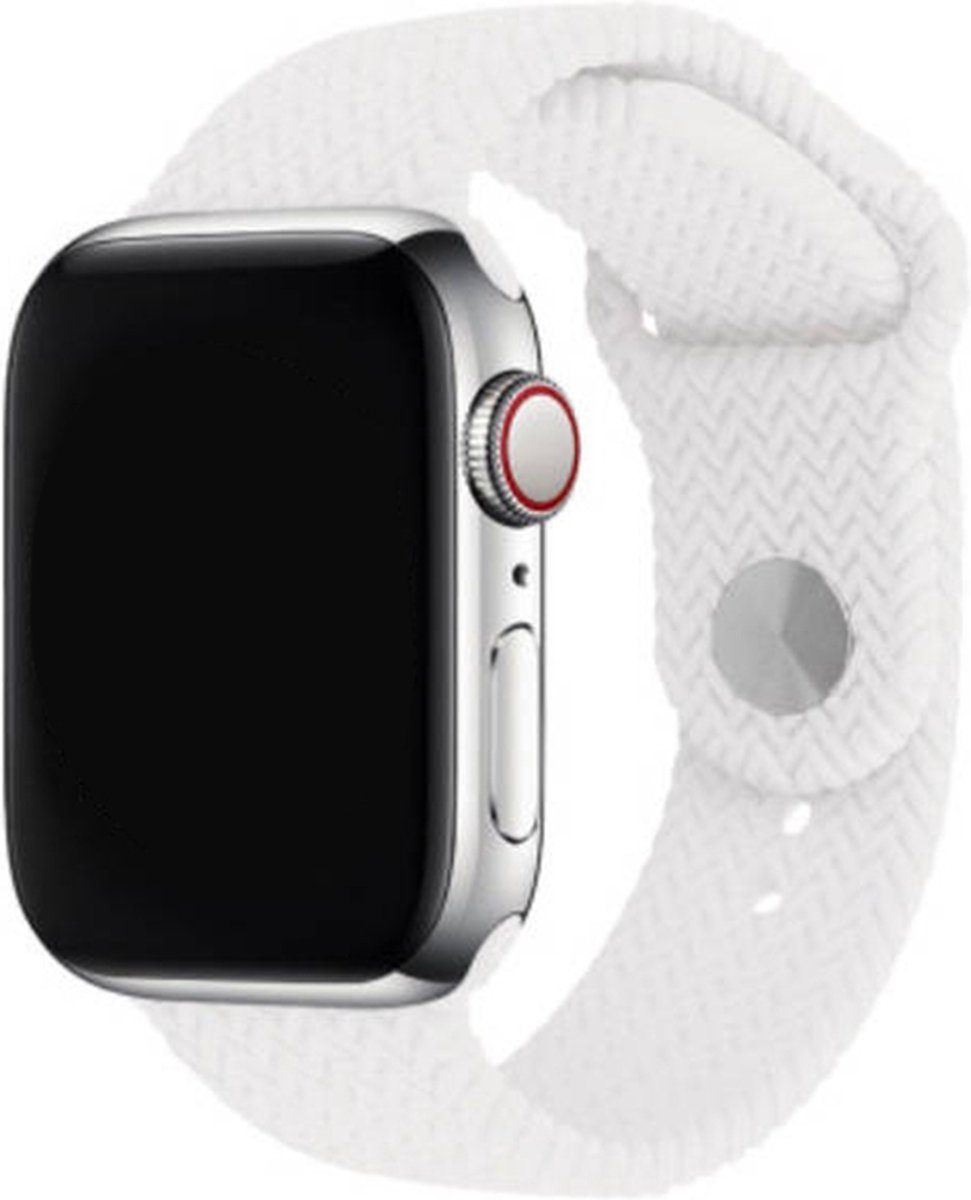 Innerlight® Woven+ - Wit Geweven - 42/44/45/46/49mm - Siliconen bandje geschikt voor Apple Watch - Geschikt als Apple watch bandje voor Series 1/2/3/4/5/6/7/8/9/10/11/SE/Ultra/Ultra 2