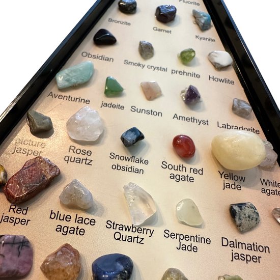 Gemstones and Minéraux World Collection - 36 mini pierres dans un emballage pyramidal - Pierres roulées