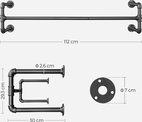 MAGICLULU Verstelbare Waslijnstang Kledingvorkstang 2-pack Aluminiumlegering Voor Balkonwas