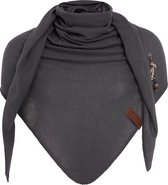 Knit Factory Lola Knitted Shawl - Driehoek Scarf Ladies - Écharpe aérée pour le printemps, l'été et l'automne - Anthracite - 190x85 cm - Y compris la broche décorative