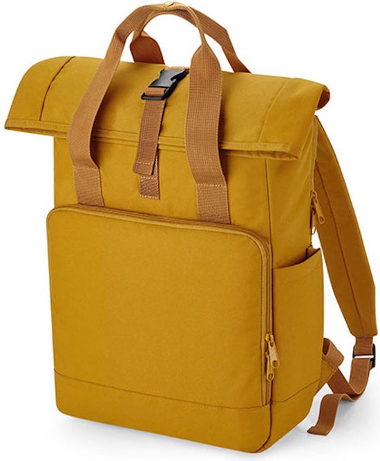 Recycled Twin Handle Roll-Top Laptop Backpack BagBase - 19 Liter Mustard