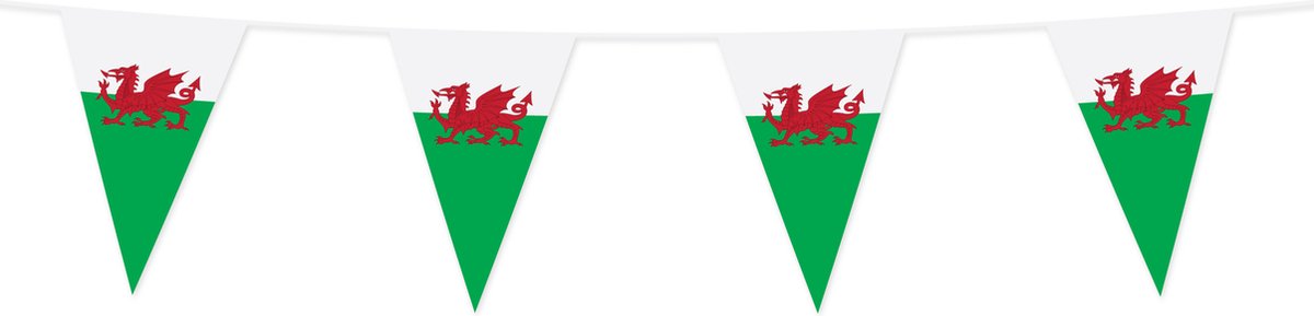 3x Vlaggenlijn Wales 10 Meter - Voetbal EK WK Landen Feest Versiering Decoratie