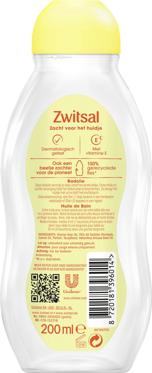 Zwitsal Baby Badolie - 6 x 200 ml - Voordeelverpakking van Zwitsal — afbeelding 2
