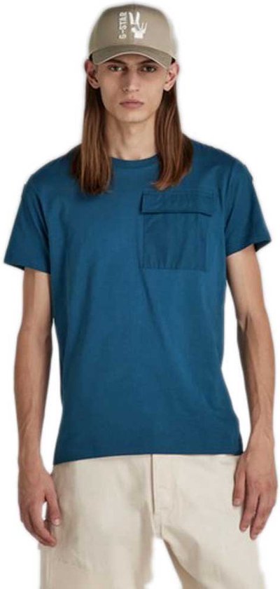 T-shirt G-star Utility à manches courtes et col rond Blauw M Homme