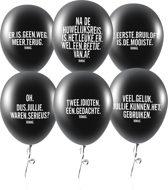 Rumag Ballonnen - Bruiloft - Zwarte ballonnen met grappige leuke tekst