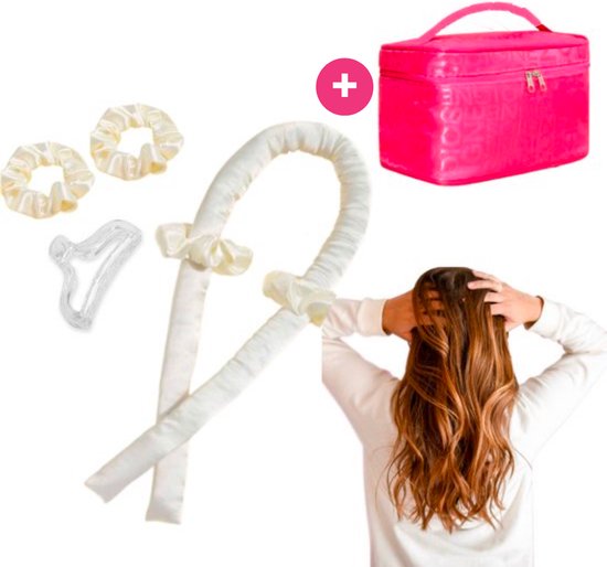 Cheveux - Boucles sans chaleur 4 pièces + sac de rangement - Wit - Bigoudis - Bigoudis - Boucles sans chaleur - Bigoudis - Bigoudis auto-adhésifs - Bigoudi - Cadeau de Noël - Cadeau de Noël pour femme