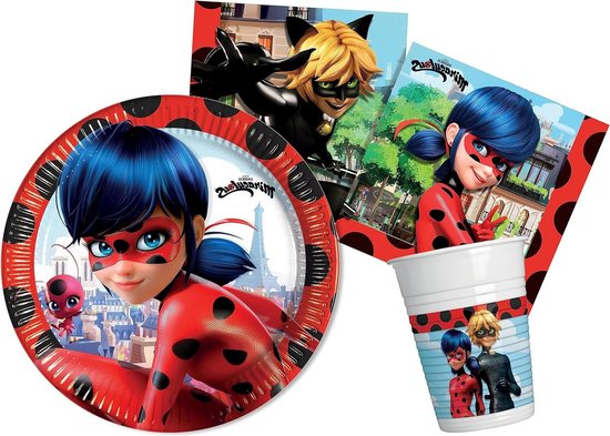 Party Table Set for 24 People Miraculous Ladybug - Paper Plates Cups ...