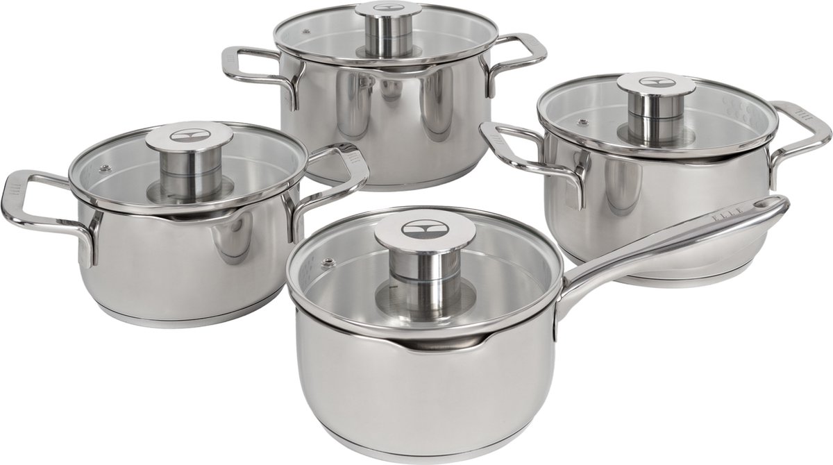 ELLE Gourmet Inox Classique Pannenset - 8 delig