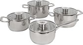 Bol.com ELLE Gourmet Classique 4-delige RVS Pannenset - Ø 16 18 & 20 cm Kookpan + Ø 16 cm Steelpan - Met Deksel - Kookpot - Saus... aanbieding